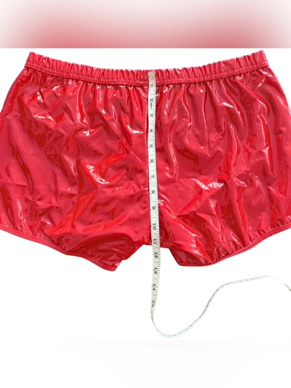 Red Glossy High‑Shine Shorts – S/M – Festival / Rave Wear